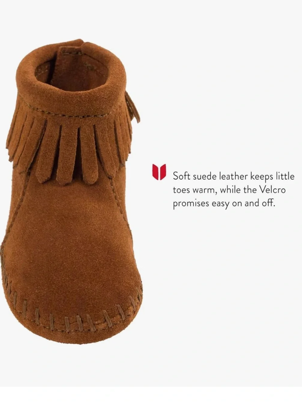 NWOB Minnetonka Back Flap Bootie | Baby Size 6 | Brown